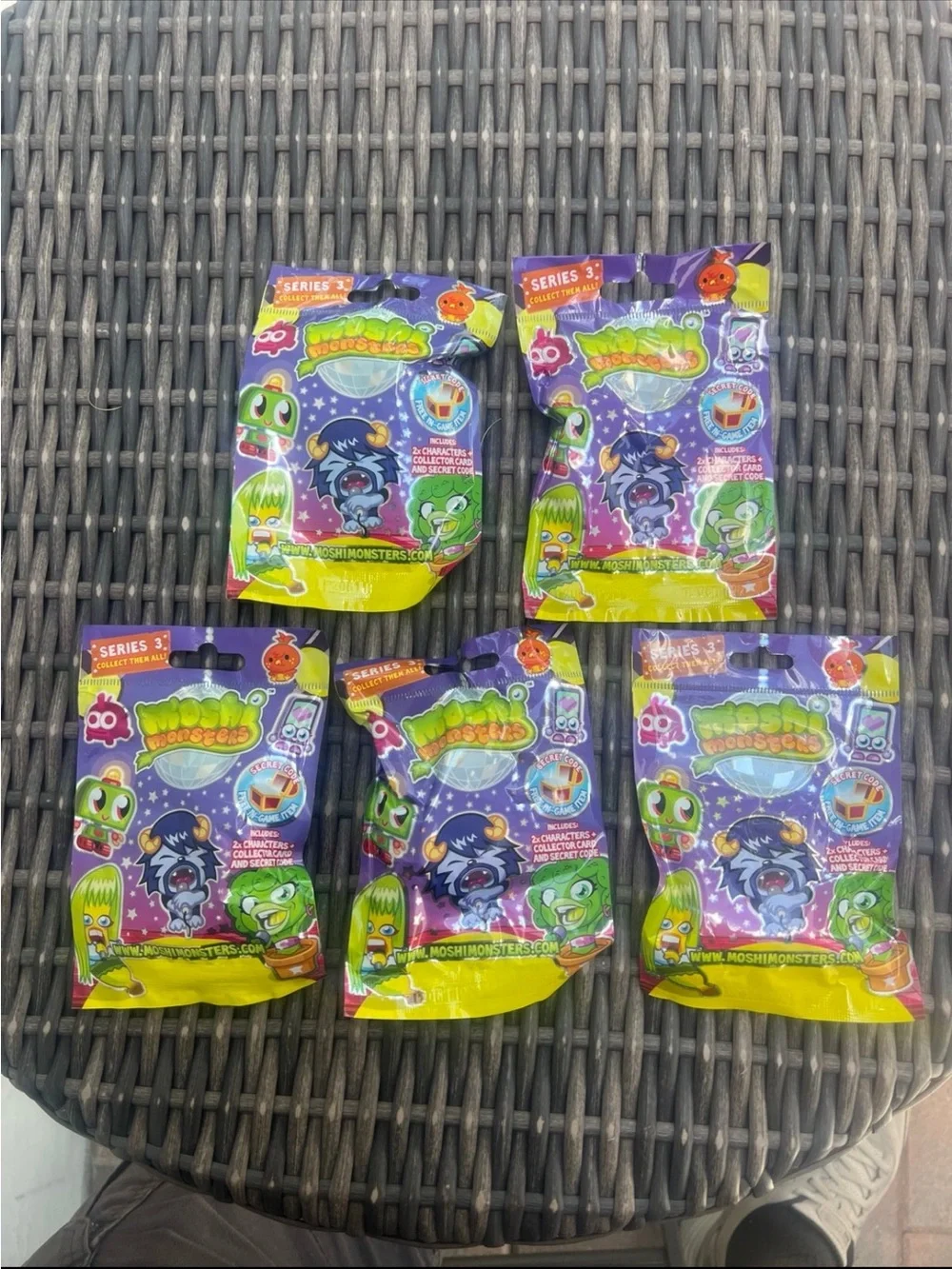 Moshi Monsters Series 3 Blind Bag Lot - Purple & Yellow Packaging 5 Packs